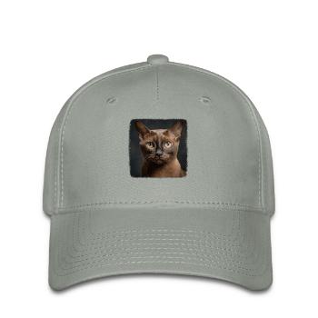 Burmese Cat Burma Katze - Flexfit Cap - green-grey - Front