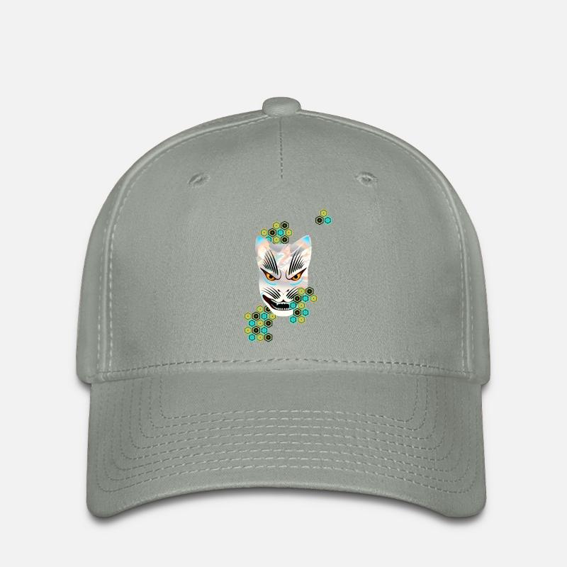 Kitsune Fuchs Geist - Flexfit Cap - Grüngrau