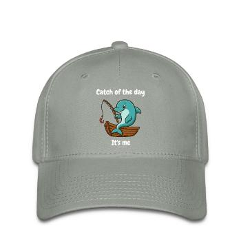 Pêche aux dauphins – La prise du jour ? C’est moi. - Casquette Flexfit - gris vert - Devant