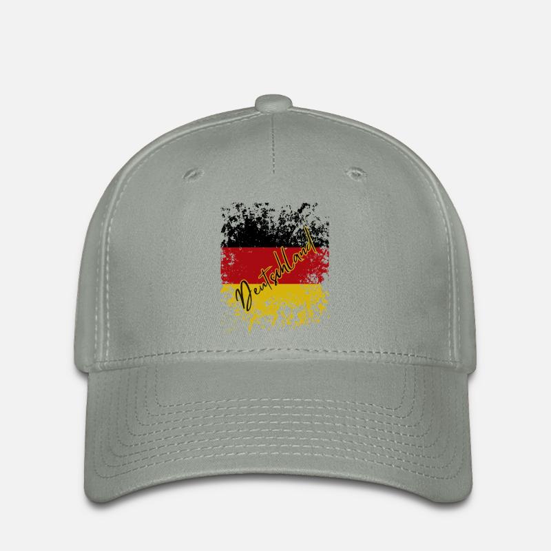 German Grunge Flag, German Pride - Flexfit Cap - green-grey