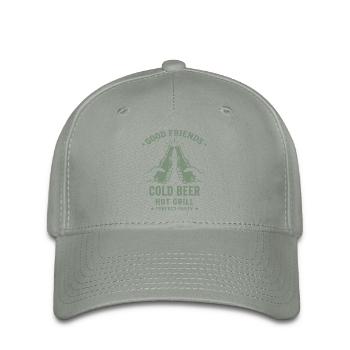 GOOD FRIENDS COLD BEER HOT GRILL Party - Flexfit Cap - Grüngrau - Vorne