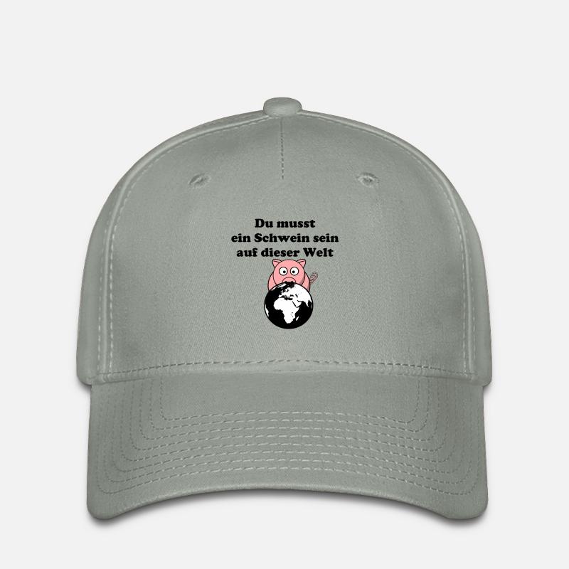 Du musst ein Schwein sein - Flexfit Cap - Grüngrau