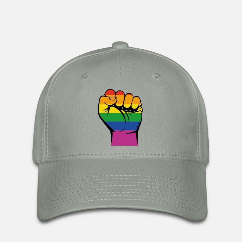 Poing dans la conception de l'arc-en-ciel - cadeau - Casquette Flexfit - gris vert