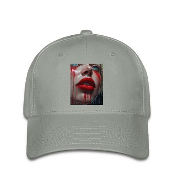Rote Lippen der Frau - Flexfit Cap - Grüngrau - Vorne