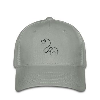ÉLÉPHANT avec le coeur - Casquette Flexfit - gris vert - Devant