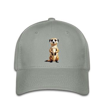 Polygon Erdmännchen – Lustiges Tierdesign - Flexfit Cap - Grüngrau - Vorne