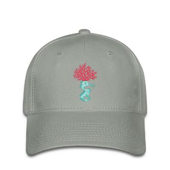 Seahorse with a coral on its head - Flexfit Cap - green-grey - Front
