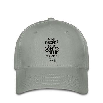 Obsédé par le border collie 1 - Casquette Flexfit - gris vert - Devant
