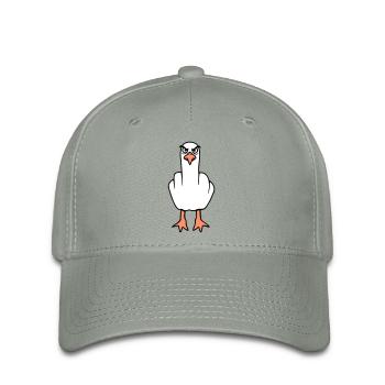 Mouette majeur insulte doigt puant vilain - Casquette Flexfit - gris vert - Devant