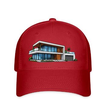 Moderne Villa Architektur Illustration - Flexfit Cap - Rot - Vorne