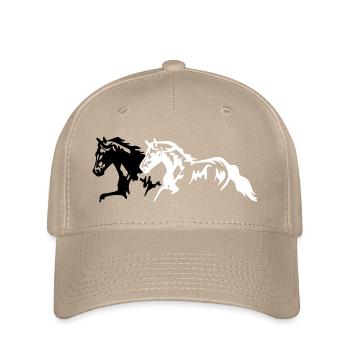Chevaux étalon - jument - poulain - Casquette Flexfit - kaki - Devant