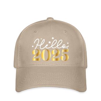 Hello 2025 – Spaßiges Silvester Design mit Sternen - Flexfit Cap - Khaki - Vorne
