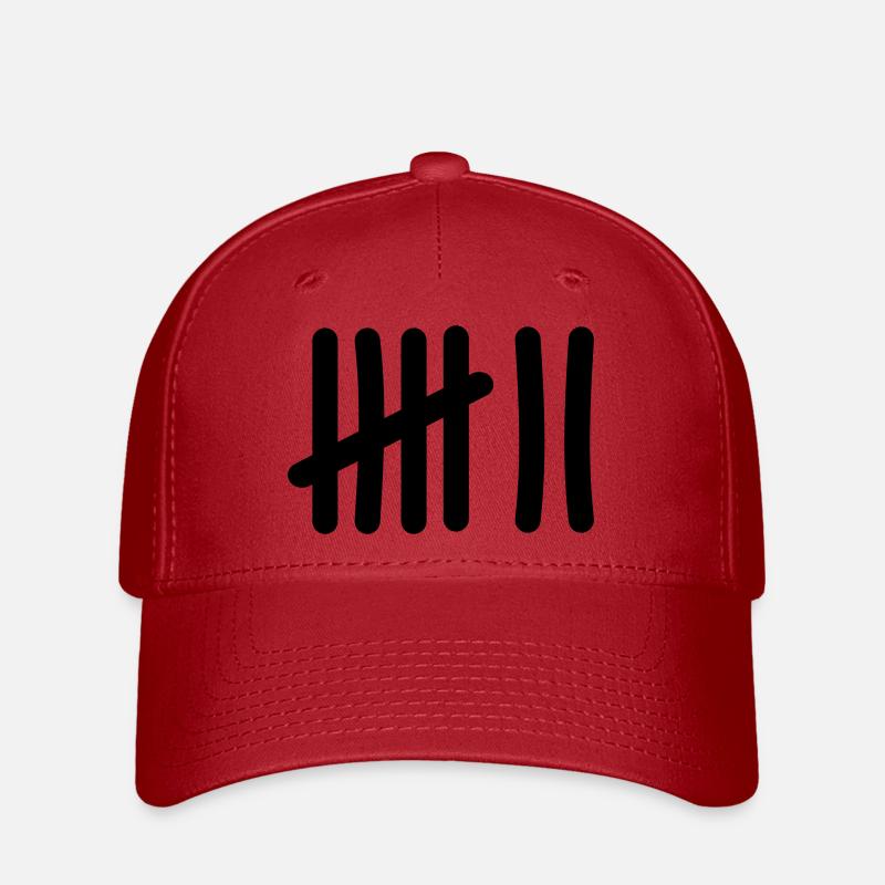 Tally List Icon - 7 Strokes - Flexfit Cap - red