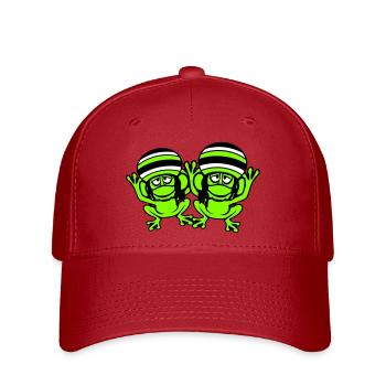 2 Frösche Reggae Musik Rasta Haare Mütze Jamaika - Flexfit Cap - Rot - Vorne