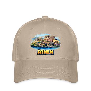 Athens Acropolis Island Illustration - Flexfit Cap - khaki - Front