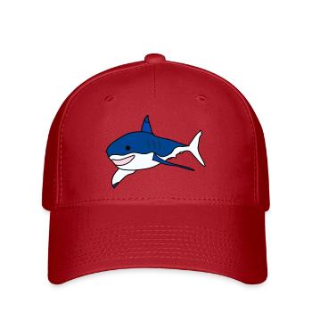 Great White Shark Cartoon - Flexfit Cap - red - Front