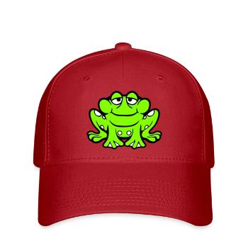 Frog toad smiles funny sitting comic happy - Flexfit Cap - red - Front