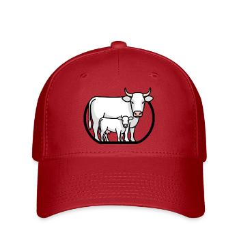 Cow with Calf – Minimalist Farm Art - Flexfit Cap - red - Front