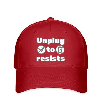 Unplug to Resist – DigitalDetox Statement Design - Flexfit Cap - Rot - Vorne