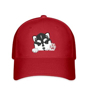Willkommener lugender Husky-Welpe - Flexfit Cap - Rot - Vorne