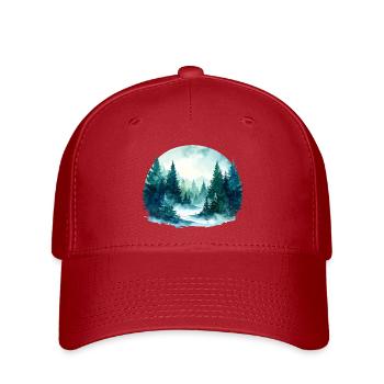 Spruce shadows – winter forest watercolor - Flexfit Cap - red - Front
