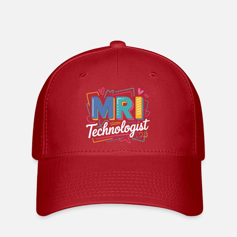 MRI Technologist Color Explosion - Flexfit Cap - red