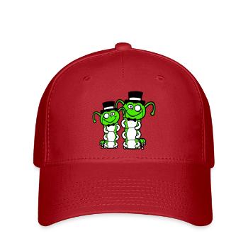 2 messieurs chenille chapeau haut de forme monocle noeud papillon riche - Casquette Flexfit - rouge - Devant