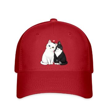 Cat Friends Duo Hearts - Flexfit Cap - red - Front