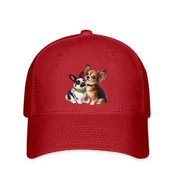 Dwarf Rabbits Paulinchen and Chihuahua Dexter - Flexfit Cap - red - Front
