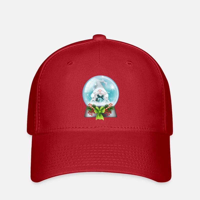 Snow Globe Santa with Candy Canes - Flexfit Cap - red