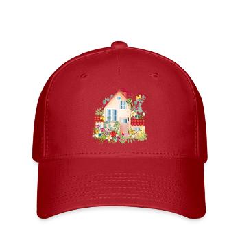 bunte Villa mit üppigen Garten - Ein Traumhaus - Flexfit Cap - Rot - Vorne