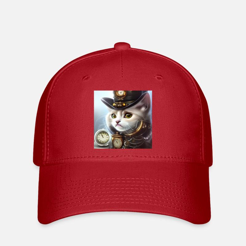 Süßes Steampunk-Kätzchen - Flexfit Cap - Rot