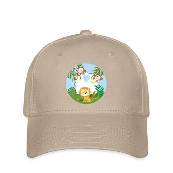 Freundschaft - Kleine Äffchen & Löwe  - Flexfit Cap - Khaki - Vorne