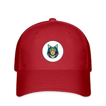 Maine Coon Chat Race Dessin Animé Kawaii Animal Pet - Casquette Flexfit - rouge - Devant