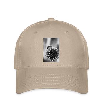 bee and flower black and white - Flexfit Cap - khaki - Front