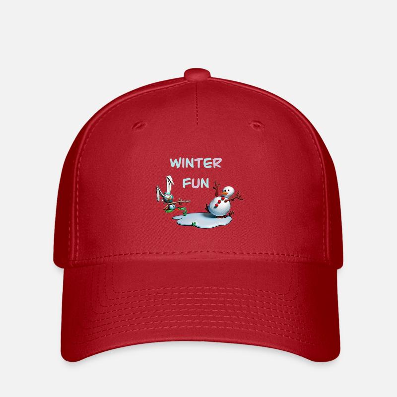 Winter fun Tee snowman, bunny - Flexfit Cap - red