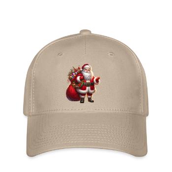 Weihnachtsmann mit Geschenksäckchen - Flexfit Cap - Khaki - Vorne