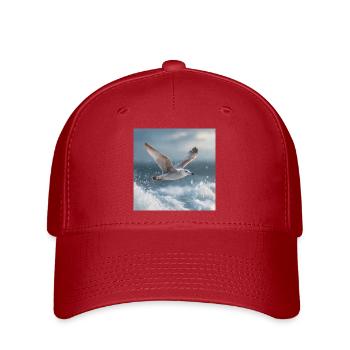 Seagull in flight North Sea Maritime Art - Flexfit Cap - red - Front
