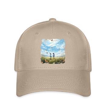 Amis insouciants d’enfants en vol papillon - Casquette Flexfit - kaki - Devant