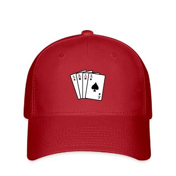 Ass-Spielkarten - Flexfit Cap - Rot - Vorne