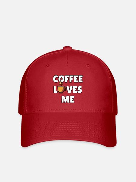 Coffee loves me – Funny coffee message - coffee humor - Flexfit Cap - red