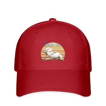 Happy Sheep Day Retro Sunset - Flexfit Cap - Rot - Vorne
