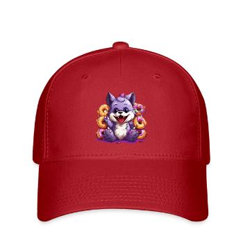 Loup pattes de sucre avec des beignets - Casquette Flexfit - rouge - Devant