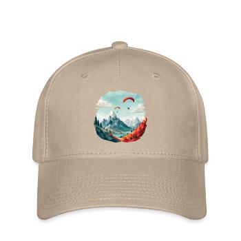 Paragliding Mountain Landscape Polygon Art - Flexfit Cap - khaki - Front