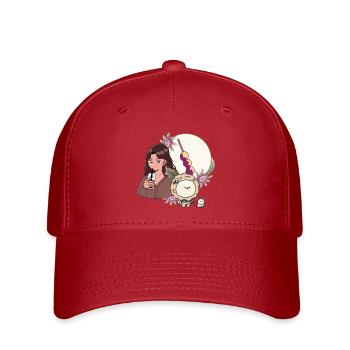 Bubble Tea Girl and Lion with Hearing Aid - Flexfit Cap - red - Front