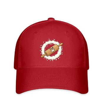 Wütendes Nudelholz Cartoon - Flexfit Cap - Rot - Vorne