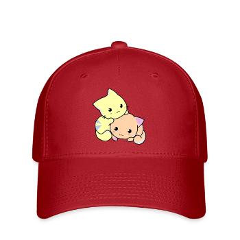 Chats Kitties Bébés Doux Anime - Casquette Flexfit - rouge - Devant