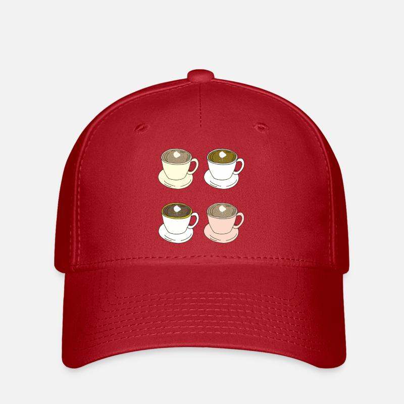 Coffee Cups Quartet - Flexfit Cap - red