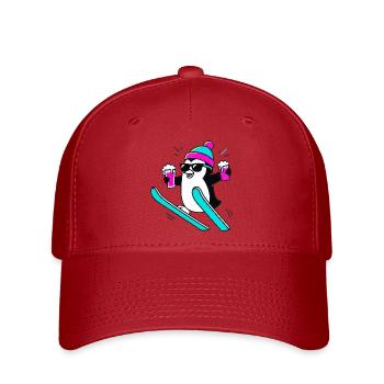 D’abord une pente, puis la fête. Manchot de fête. - Casquette Flexfit - rouge - Devant
