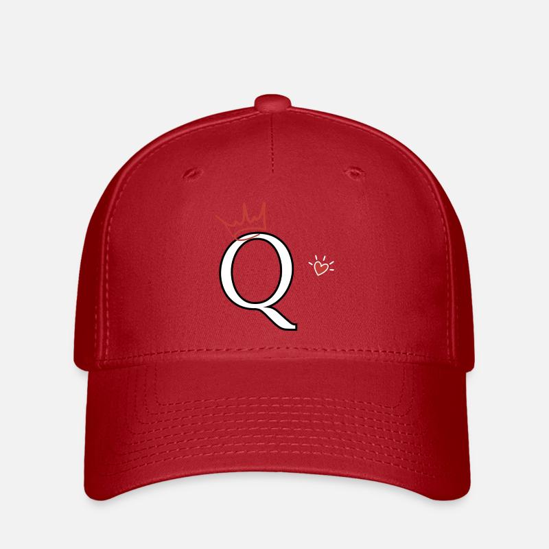 Buchstabe Q Kronenherz - Flexfit Cap - Rot